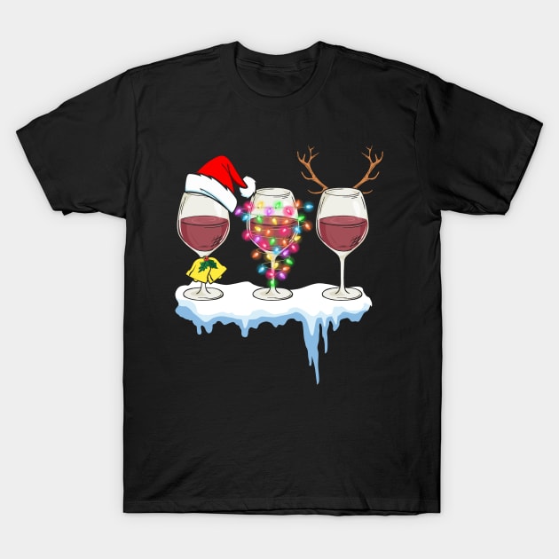 Three Glass of Wine Drinking Christmas Gifts For Men Women T-Shirt by thuden1738